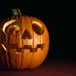 Hand-Carved Antique Jack-O-Lantern Lamp